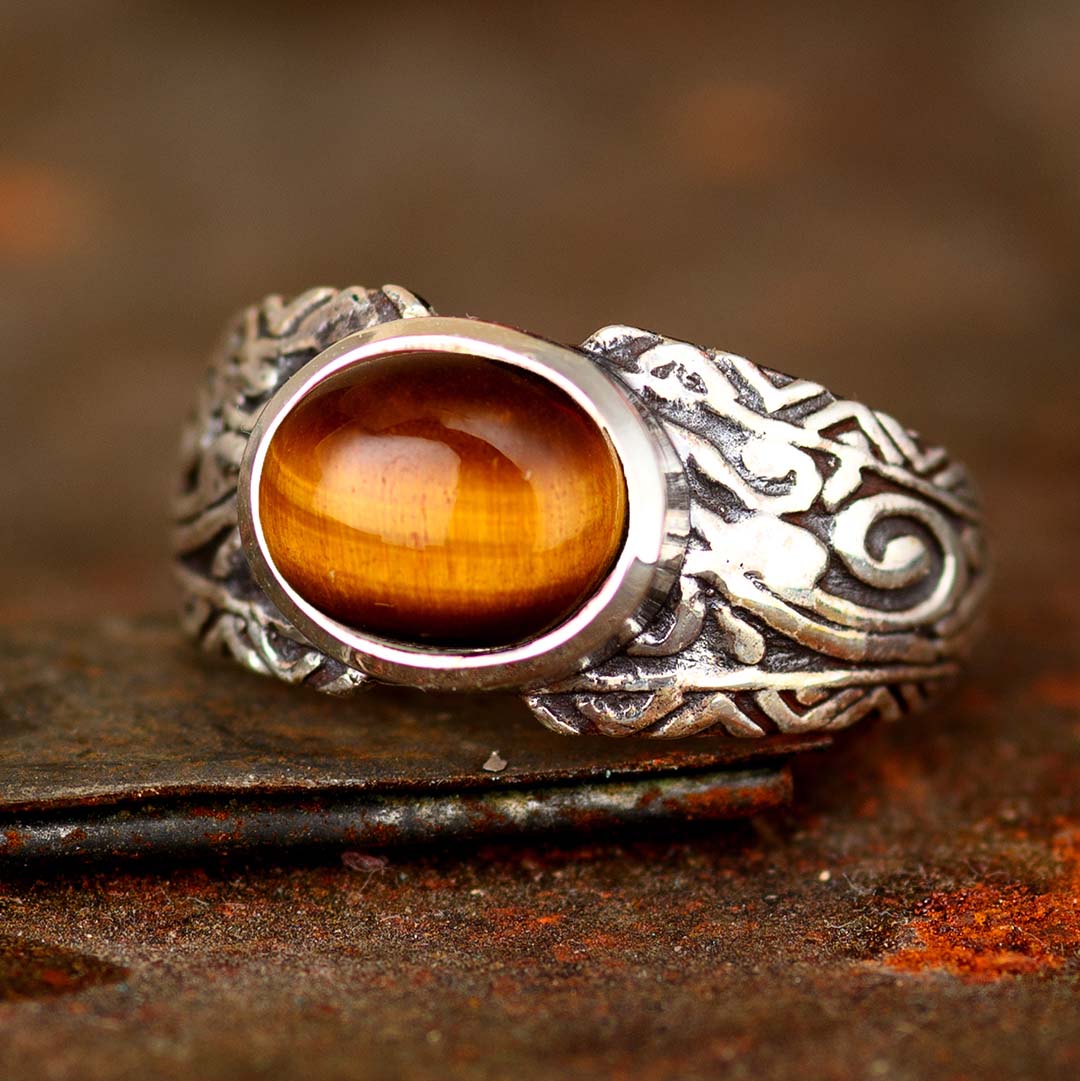 Command Attention with a Dazzling Silver tiger’s eye ring
